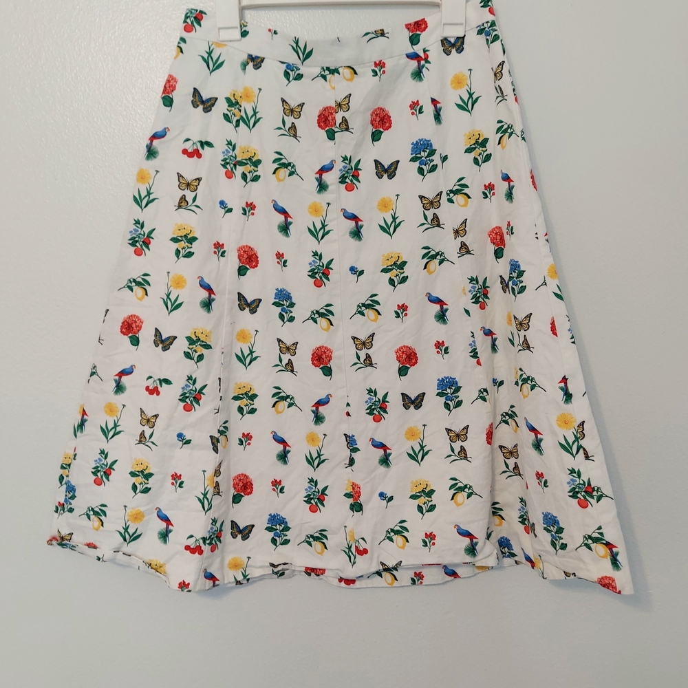 Ann Taylor Flowers & Flutters A-Line Pleated Skirt